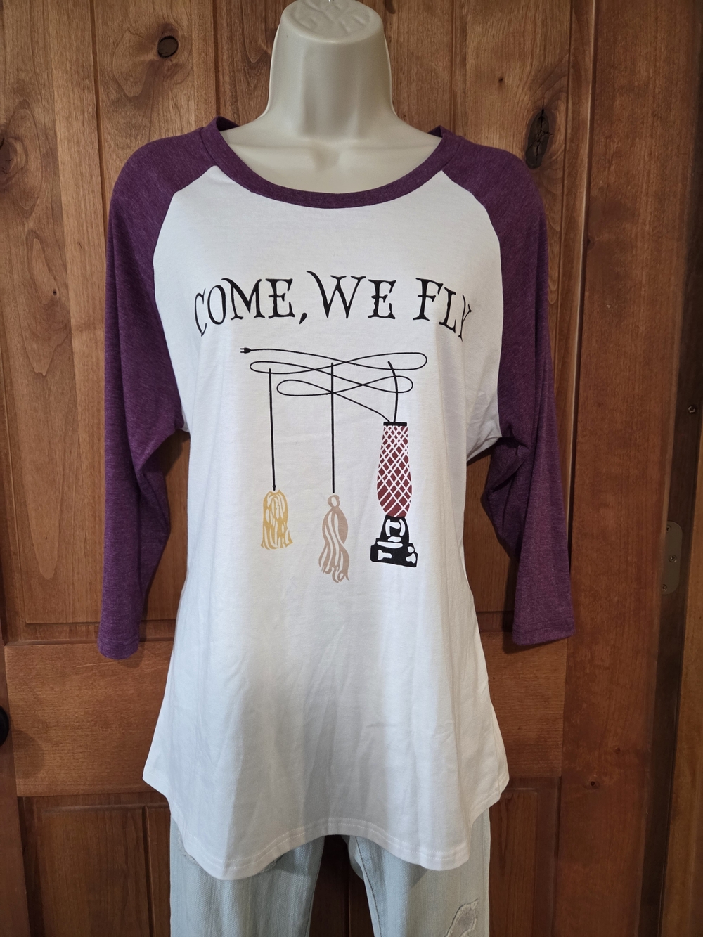 Purple Sleeve Graphic Long-Sleeve Tee - Come, We Fly